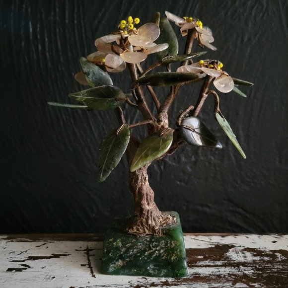 Vintage Chinese Hardstone Cherry Blossom Tree - Picture 1 of 9